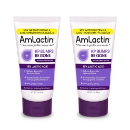 AmLactin KP Bumps Be Gone - Therapeutic Body Cream for Keratosis Pilaris - No-Scrub Exfoliator and Body Moisturizer for Dry Skin with 15% Lactic Acid AHA, 3 oz, Pack of 2 (Packaging May Vary)