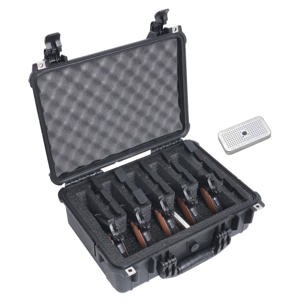 Case Club 5 Pistol & 23 Magazine Compact Hard Case - Waterproof Travel Case Includes Silica Gel Dessicant to Help Remove Moisture