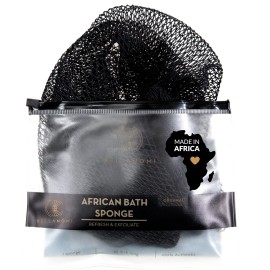 BELLANOMI African Exfoliating Net Sponge, Authentic, Ethically sourced from Nigeria, 45 inches Long, Back Scrubber for Daily use (Black)