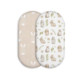 Bassinet Sheets 2-Pack for Newborn Baby Boy and Girl Gender Neutral, Soft Breathable Elastic Sheets, Universal Fit Flexible for Rectangle Round Oval Hourglass Bassinet Mattress/Pad