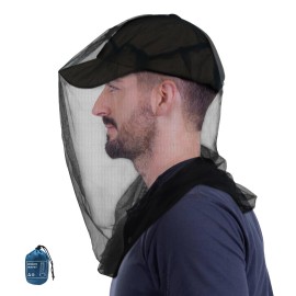 South to East Premium Mosquito Head Net for Insect 1 Pack, Ultra Large & Long, Extra Fine Holes, Fly & Bug Protection Gear for Camping, Hiking, Fishing, Gardening, Safari, Fit All Hats for Men & Women