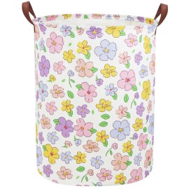Sanjiaofen Kids Laundry Hamper,Flower Laundry Basket Collapsible Girls Storage Baskets for Home Decor,Office,Toy Organizer,(Flower)