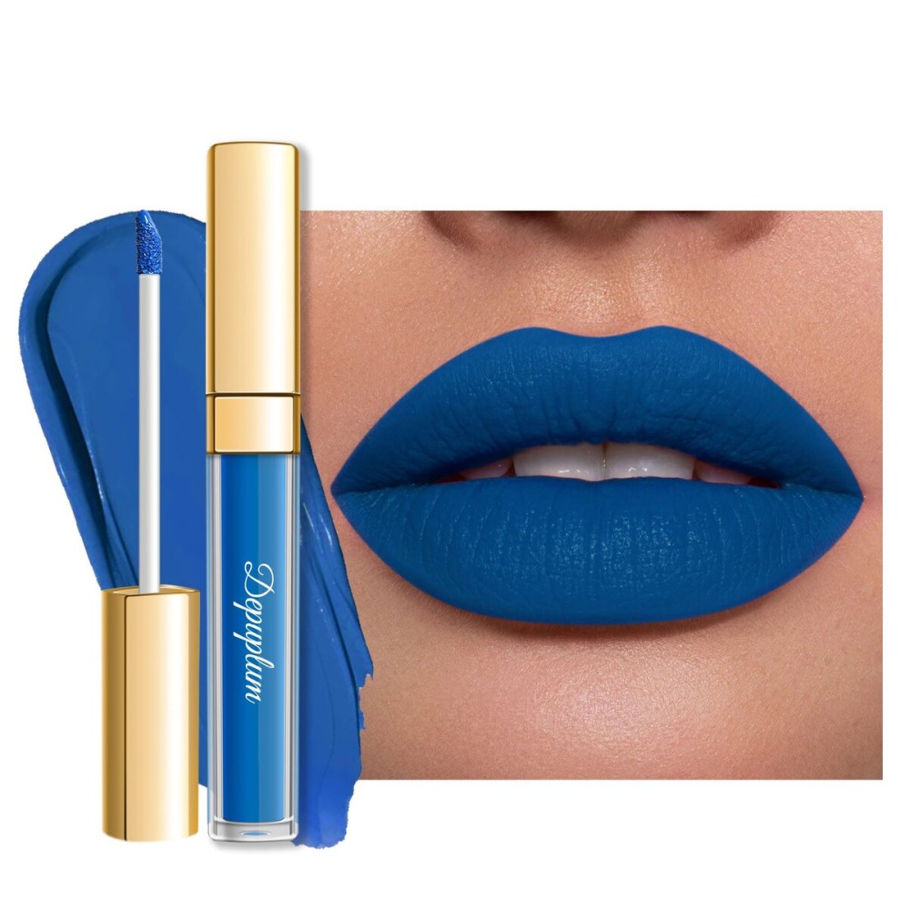 Depuplum Blue Lipstick Matte for Women, Super Stay Long Lasting Lipstick Smudge Proof No Transfer Liquid Lipsticks, Cruelty Free Lip Makeup (DM01 Blue Bomb)