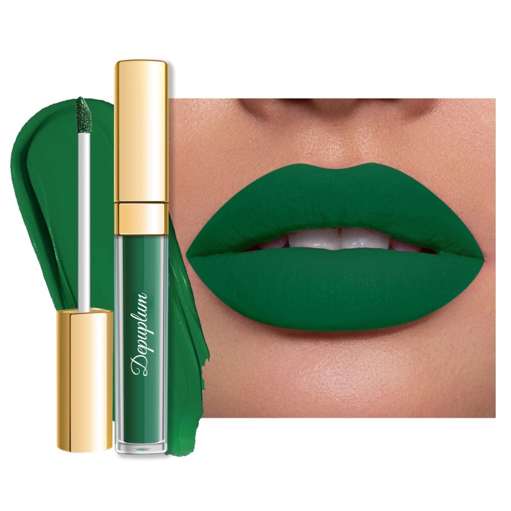 Depuplum Green Lipstick Matte for Women, Superstay Long Lasting Lipstick Smudgeproof Liquid Lipsticks, Cruelty Free Lip Makeup (DM02 Green Forest)