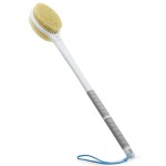 Shower Brush with Soft and Stiff Bristles,20.5 Extra Long Handle Dual-Sided Back Scrubber Bath Brush Body Exfoliator for Wet or Dry Brushing (Grey)(Super Long Handle)