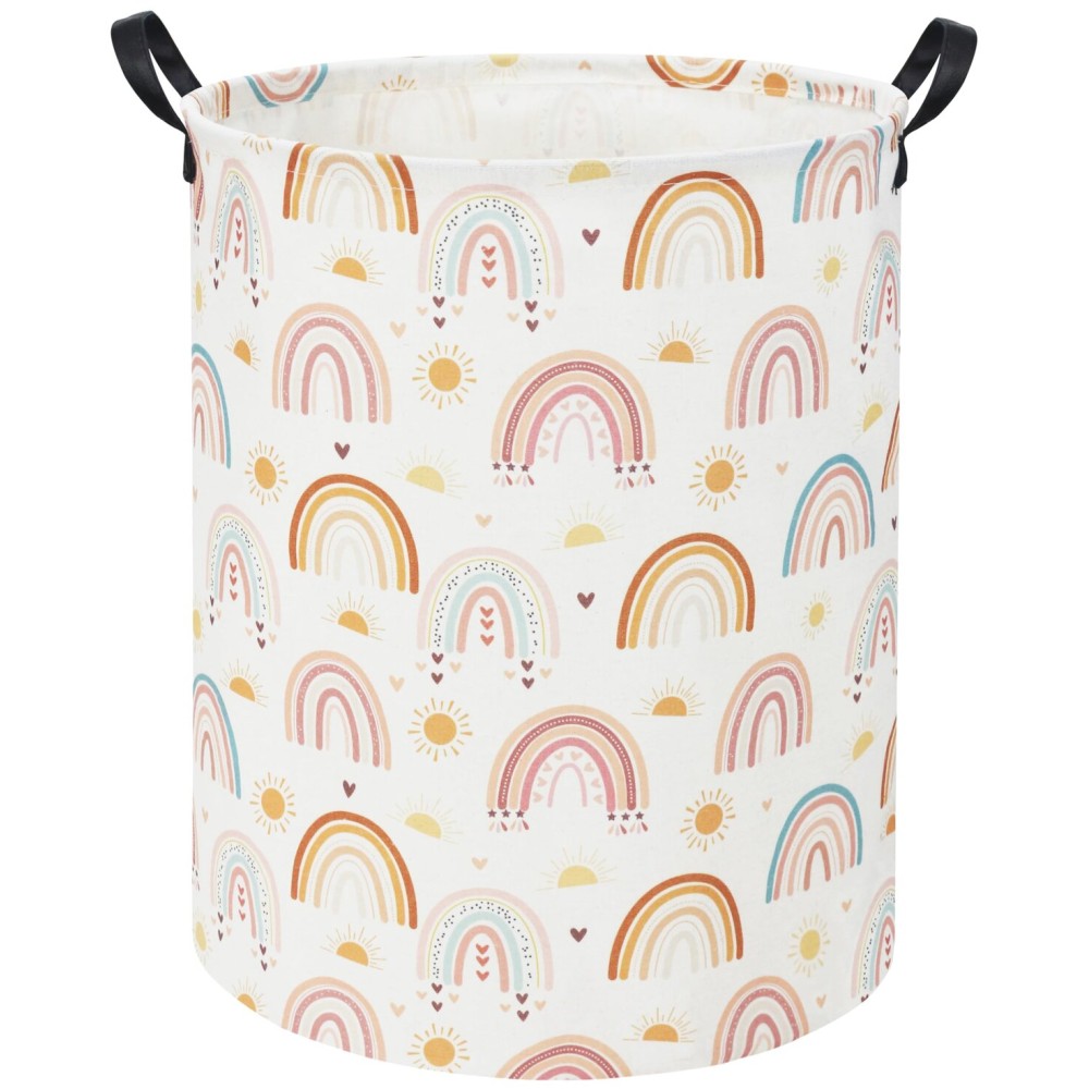 TIBAOLOVER Rainbow Kids Laundry Basket Baby Hamper Rainbow Toy Storage Bin for Boys Room Decor Baby Nursery Hamper Gift Baskets for Bedroom Bathroom(Sun Rainbow)