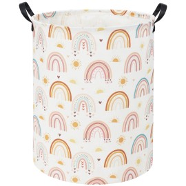 TIBAOLOVER Rainbow Kids Laundry Basket Baby Hamper Rainbow Toy Storage Bin for Boys Room Decor Baby Nursery Hamper Gift Baskets for Bedroom Bathroom(Sun Rainbow)