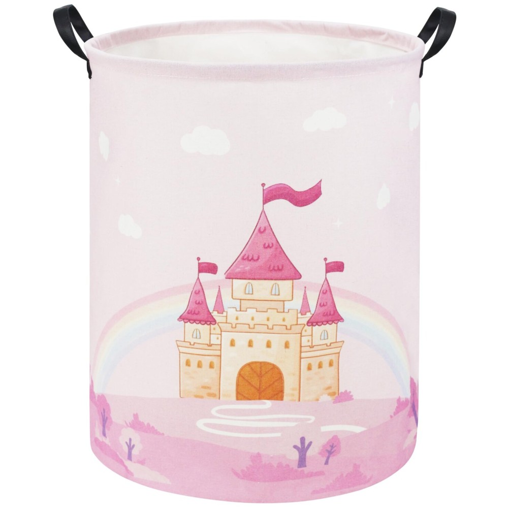 TIBAOLOVER Pink Castle Kids Laundry Basket Baby Hamper Toy Storage Bin for Boys Room Decor Baby Nursery Gift Baskets
