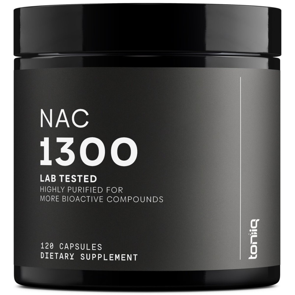 Toniiq 1300mg NAC - 2 Month Supply - Min. 98%+ Tested Purity - Ultra High Strength Bioavailable NAC Cysteine Supplement - 120 Vegetarian N Acetyl Cysteine Capsules -Lab Tested TQ