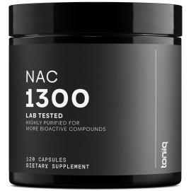 Toniiq 1300mg NAC - 2 Month Supply - Min. 98%+ Tested Purity - Ultra High Strength Bioavailable NAC Cysteine Supplement - 120 Vegetarian N Acetyl Cysteine Capsules -Lab Tested TQ