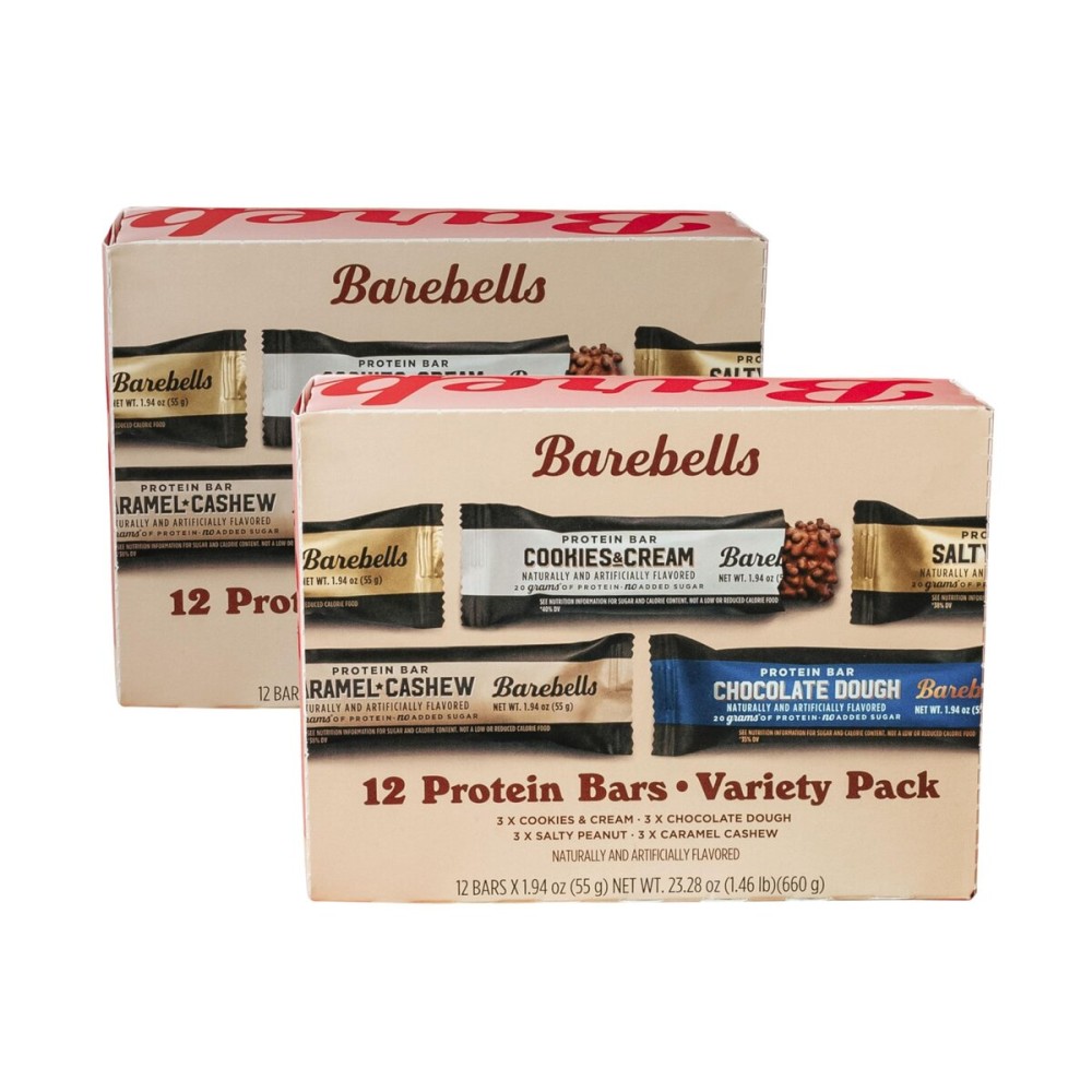Barebells Protein Bars Variety Pack - 24 Bars (2 Packs of 12), 20g High Protein Treats - Chocolate Nutrition Bars with No Added Sugar - On-The-Go Breakfast or Post-Workout Snack
