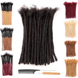 DAIXI 0.6cm and 0.2cm 0.4cm 0.8cm Options 6 Inch 40 Strands 100% Real Human Hair Dreadlock Extensions for Man/Women Handmade Permanent Loc Extensions Bundles Can Be Dyed Bleached Curled Twisted