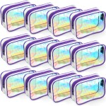 Weewooday 12 Pieces Clear Makeup Bags Cosmetic Storage Bags PVC Zipper Pouches Travel Waterproof Makeup Plastic Case for Women Organizing Toiletries Traveling Bathroom(Medium,Dazzling)