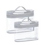 BAGSMART TSA Approved Toiletry Bag, 2 Pack Clear Makeup Cosmetic Bag Organizer, Quart Size Travel Bag for Toiletries, Carry-on Travel Accessories Essentials, Gray-2pcs