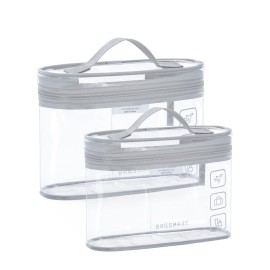 BAGSMART TSA Approved Toiletry Bag, 2 Pack Clear Makeup Cosmetic Bag Organizer, Quart Size Travel Bag for Toiletries, Carry-on Travel Accessories Essentials, Gray-2pcs