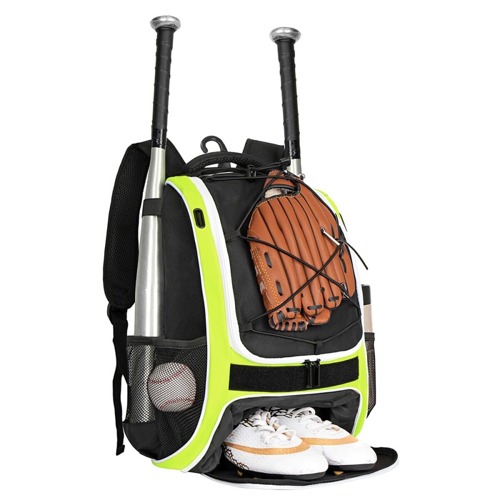 WOLT | Youth Baseball Backpack Bag for Baseball, Softball & T-Ball Equipment & Gear, Youth Boys and Adults, with Holder for Bat, Helmet, Glove, & Shoes Compartment & Fence Hook