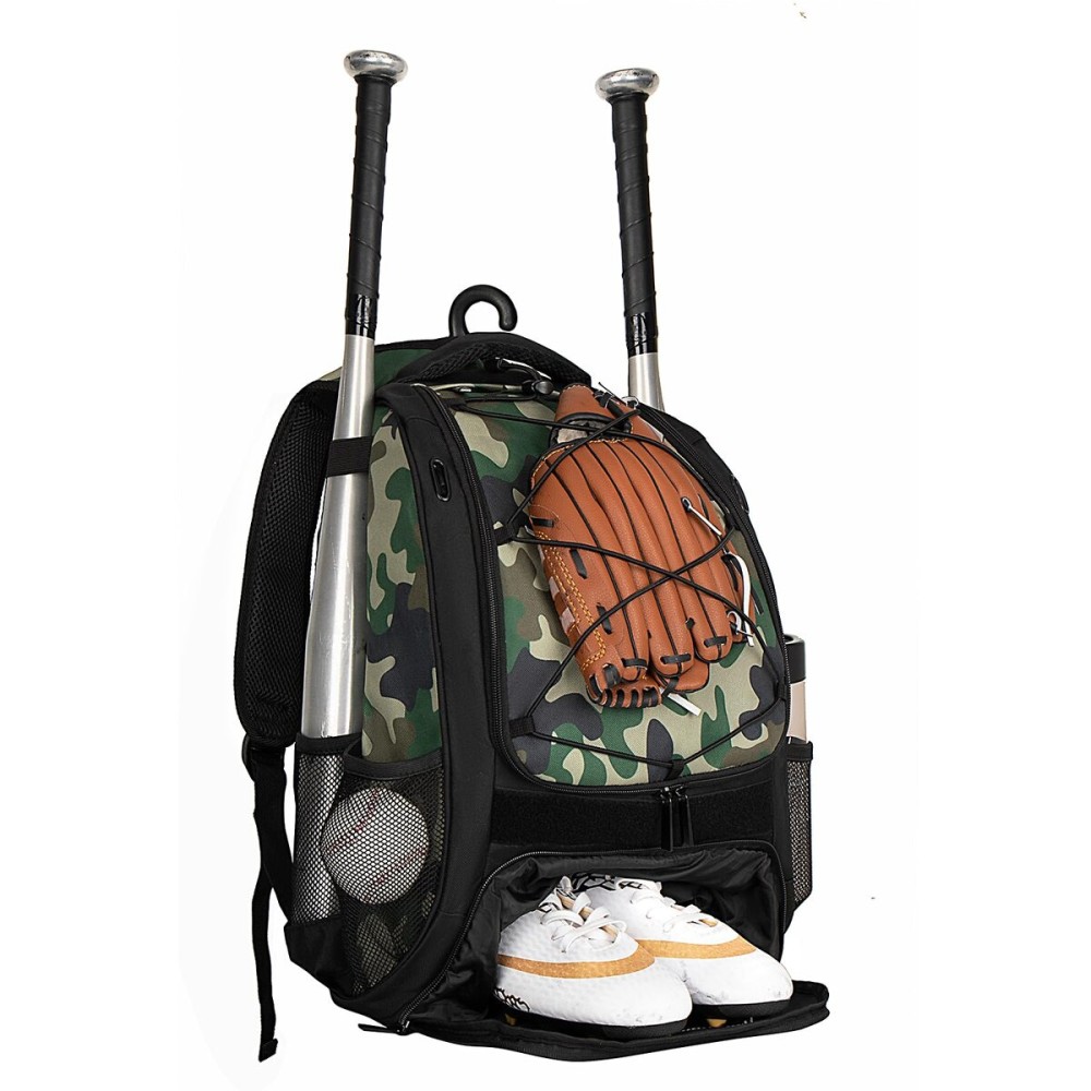 WOLT | Youth Baseball Backpack Bag for Baseball, Softball & T-Ball Equipment & Gear, Youth Boys and Adults, with Holder for Bat, Helmet, Glove, & Shoes Compartment & Fence Hook