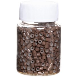 GOTDYA 1000pcs 4mm Hair Tinsel Extentions Beads, Silicone Lined Micro Rings Links,Hair Fairy Beads for Hair Extensions,Brown