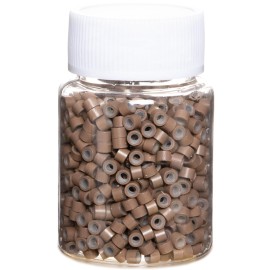 GOTDYA 1000pcs 4mm Hair Tinsel Extentions Beads, Silicone Lined Micro Rings Links,Hair Fairy Beads for Hair Extensions,Light Brown