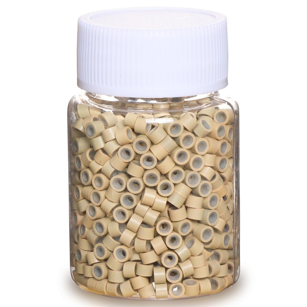 GOTDYA 1000pcs 4mm Hair Tinsel Extentions Beads, Silicone Lined Micro Rings Links,Hair Fairy Beads for Hair Extensions,Blonde