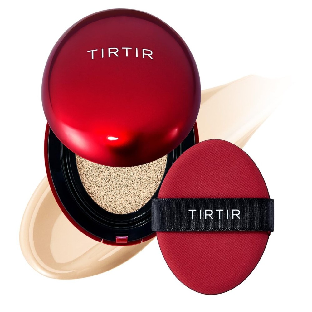 TIRTIR Mask Fit Red Cushion Foundation | Full coverage, Weightless, Skin fit, Satin Glow Finish, Korean Makeup BB Foundation, beauty, Tattoo cover up, Buildable (17W French Vanilla, 0.63 Fl Oz)