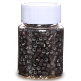 GOTDYA 1000pcs 4mm Hair Tinsel Extentions Beads, Silicone Lined Micro Rings Links,Hair Fairy Beads for Hair Extensions,Dark Brown