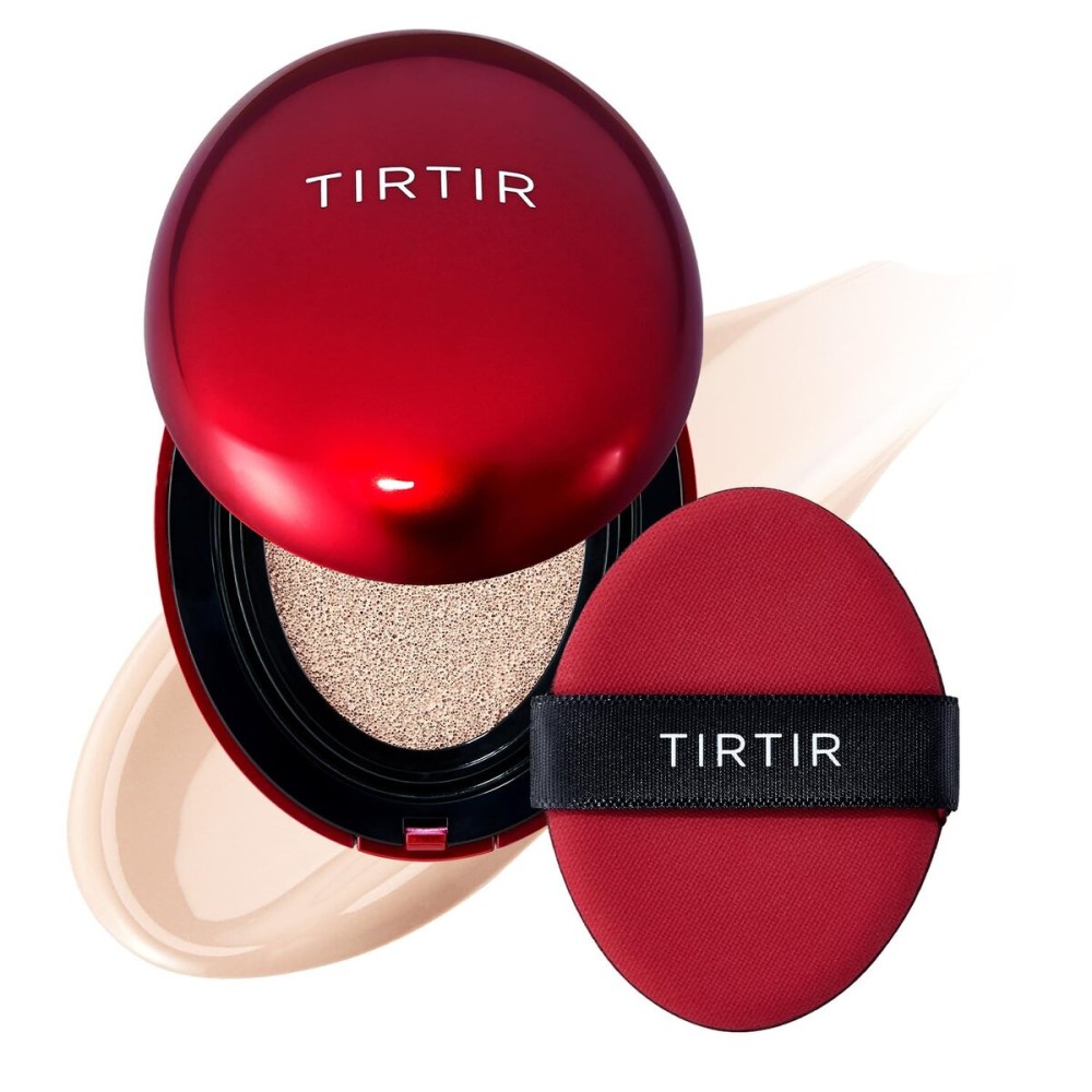TIRTIR Mask Fit Red Cushion Foundation | Full coverage, Weightless, Skin fit, Satin Glow Finish, Korean Makeup BB Foundation, beauty, Tattoo cover up, Buildable (15C Fair Porcelain, 0.63 Fl Oz)