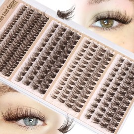 Lash Clusters Natural Cluster Eyelash Extensions 168 Pcs Wispy Lash Extensions 9-12MM C-Curly Eyelash Clusters DIY Individual Lashes by Mavphnee