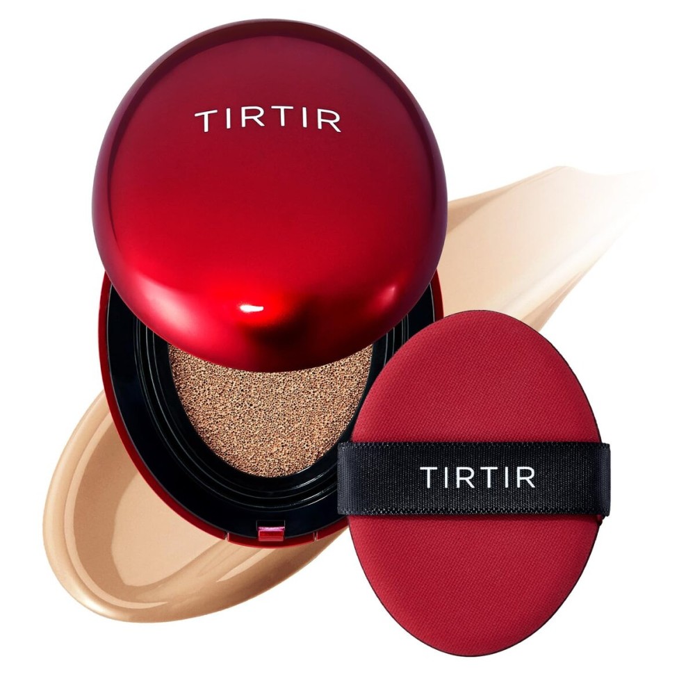 TIRTIR Mask Fit Red Cushion Foundation | Full coverage, Weightless, Skin fit, Satin Glow Finish, Korean Makeup BB Foundation, beauty, Tattoo cover up, Buildable (33N Macchiato / 0.63 Fl Oz)