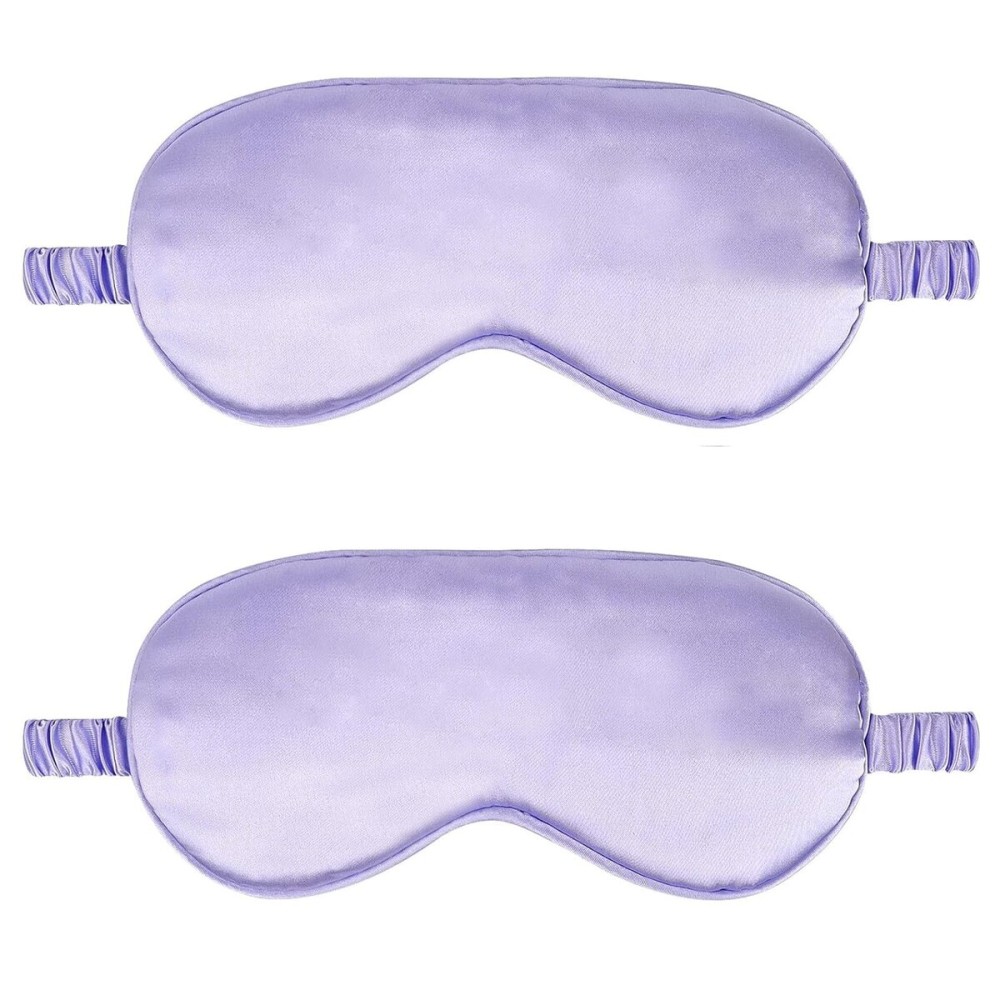 2Pack Silk Sleep Mask,IEKEODI Eye Mask for Sleeping,Elastic Blackout Eye Mask & Blindfold for Full Night\'s Sleep,Travel and Nap(Purple)