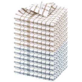 Nialnant 12PCS Dish Cloths,100% Cotton Soft Absorbent Cleaning Rags,Quick Drying Dish Towels for Kitchen,Washing Dishes-Blue Plaid+Yellow Plaid,12x12in