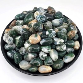 SigMntun Polished Moss Agate Crystals - 72 Pcs, 0.5 10 oz Handpicked Natural Tumbled Gemstones Rocks, Pebbles for Reiki, Chakra, Healing Home Decor