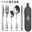 Taplord Portable Travel Silverware Set With Case, Includes 5 Pcs of Travel Utensils With Case, Stainless Steel Flatware Set For Camping, Easy to Travel, Lightweight (Silver), Medium, TL-05S