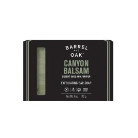 Barrel & Oak Exfoliating Bar Soap for Men, Walnut Shell Powder, Olive Stone, and Essential Oils, Long-Lasting Bar Soap, Vegan, SLS-Free, Canyon Balsam