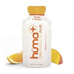 Huma Plus (Double Electrolytes) - Chia Energy Gel, Orange Mango, 24 Gels - Stomach Friendly, Real Food Energy Gels