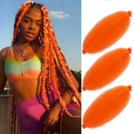Springy Afro Twist Hair 24 Inch 3Packs, Afro Twist Hair Pre Fluffed Spring Twist Hair Pre Separated Wrapping Hair for Soft Locs Hair Extensions (24 Inch (Pack of 3), Orange)