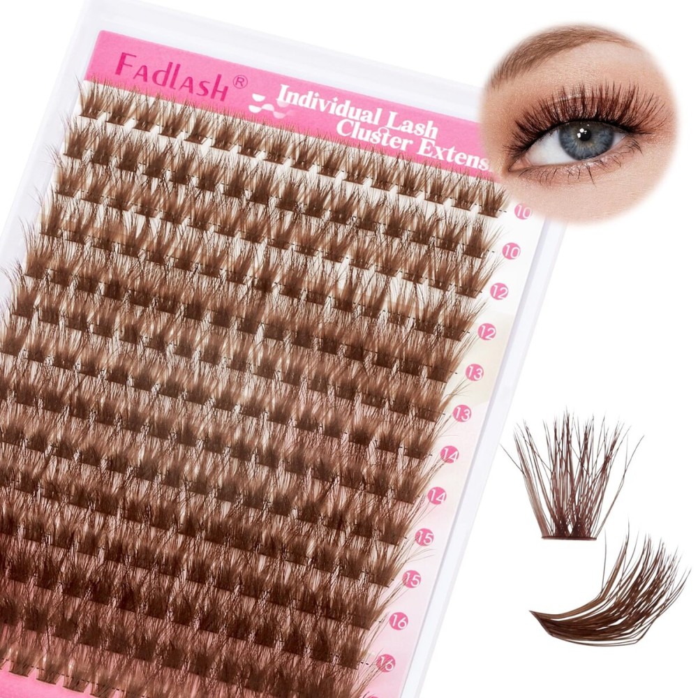 Brown Lash Clusters D Curl Individual Lashes 100D 10-18mm Cluster Eyelash Extensions Fluffy Mixed Tray 3D Effect Volume Soft DIY Lash Extension Kit at Home (100D-0.07-D,10-18mm)