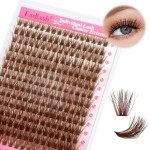 Brown Lash Clusters D Curl Individual Lashes 100D 10-18mm Cluster Eyelash Extensions Fluffy Mixed Tray 3D Effect Volume Soft DIY Lash Extension Kit at Home (100D-0.07-D,10-18mm)