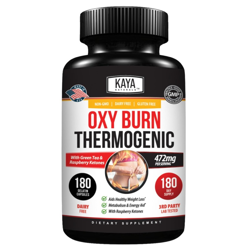 Kaya Naturals Oxy Burn - Thermogenic Herbal Formula for Active Living - Non-GMO & Gluten-Free - 180 Count