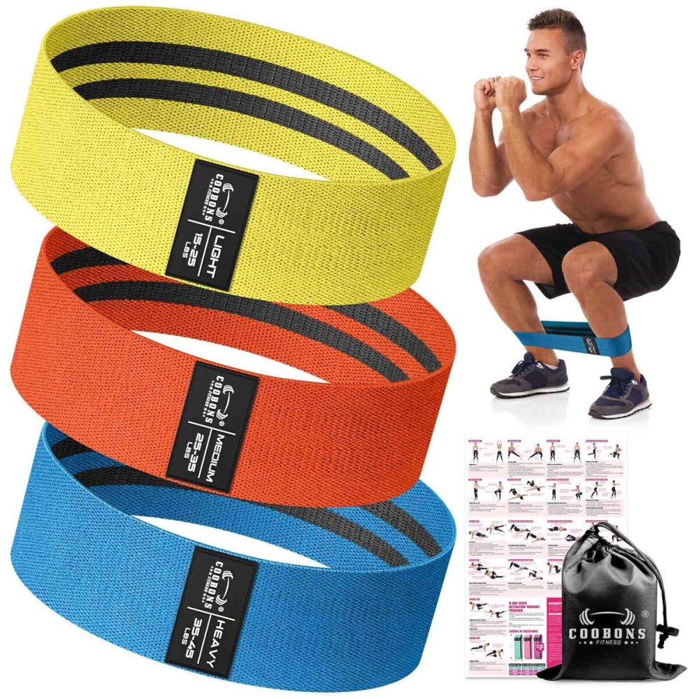 Fabric Resistance Bands for Working Out - Exercise Bands for Women and Men, Booty Bands for Legs and Glute, Yoga, Pilates, Rehab, Fitness and Home Workout