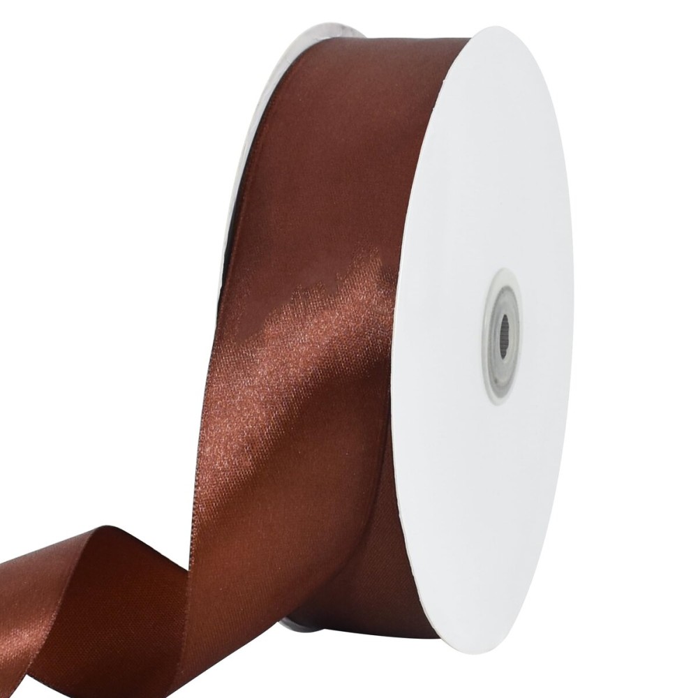 TONIFUL 1-1/2 Inch (40mm) x 100 Yards Coffee Brown Wide Satin Ribbon Solid Fabric Ribbon for Gift Wrapping Chair Sash Valentine\'s Day Wedding Birthday Party Decoration Hair Floral Craft Sewing
