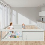 79x79 Inch Baby Playpen for Babies and Toddlers, Extra Large Play Yards for Indoor & Outdoor with Zipper Gates, Breathable Mesh with Anti-Slip Base