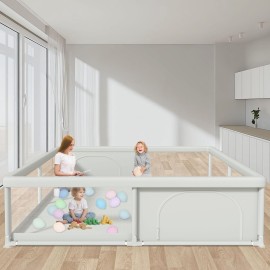 79x79 Inch Baby Playpen for Babies and Toddlers, Extra Large Play Yards for Indoor & Outdoor with Zipper Gates, Breathable Mesh with Anti-Slip Base
