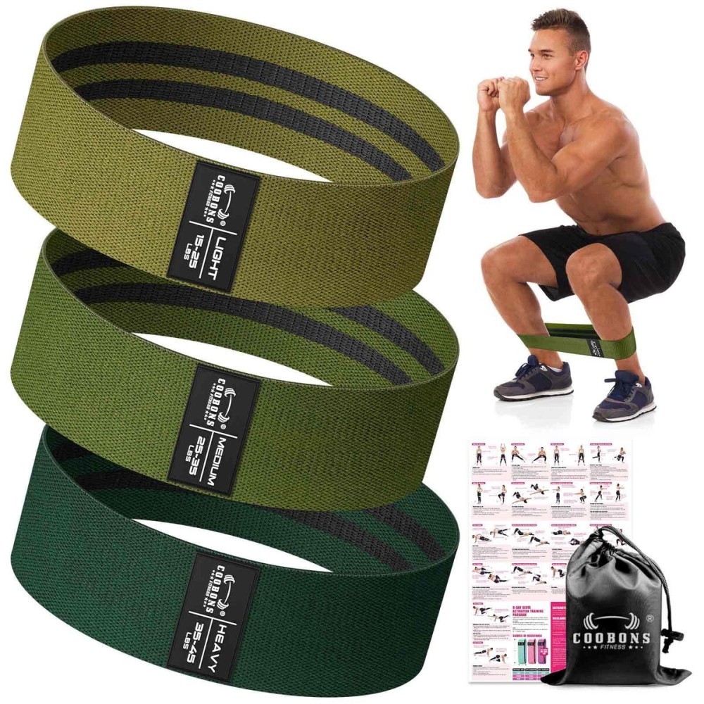 Fabric Resistance Bands for Working Out - Exercise Bands for Women and Men, Booty Bands for Legs and Glute, Yoga, Pilates, Rehab, Fitness and Home Workout