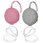 Smlpuame 4 Pack Holder Case Set, 2 Silicone Portable Pacifier Cover Pouch Bag for Diaper Bags Baby Carriage With 4 Transparent Storage Container Box, Easy to Clean, Power Rose+Grey