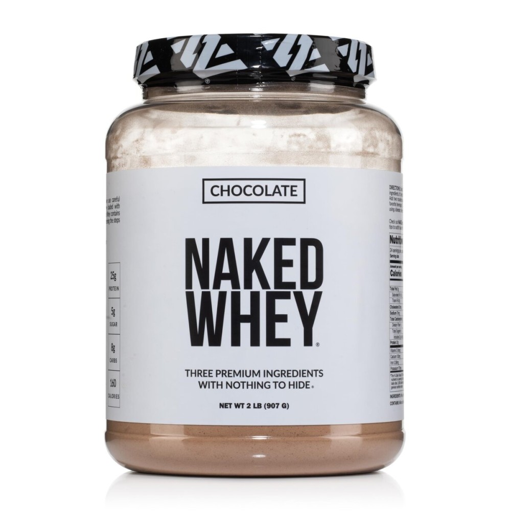 NAKED Whey Chocolate Protein Powder - Only 3 Ingredients - Grass Fed Whey Protein Powder, Organic Chocolate and Organic Coconut Sugar, No GMO, No Soy, and Gluten Free - 24 Servings