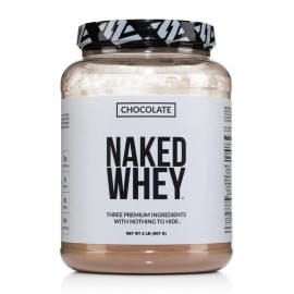 NAKED Whey Chocolate Protein Powder - Only 3 Ingredients - Grass Fed Whey Protein Powder, Organic Chocolate and Organic Coconut Sugar, No GMO, No Soy, and Gluten Free - 24 Servings