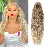Goddess Locs Crochet Hair 22Inch Boho Faux Locs With Curly Ends 6Packs Pre-looped Crochet Hair Blonde River Hippie Bohemian Crochet Loc for Black Women(27/613, 22inch)