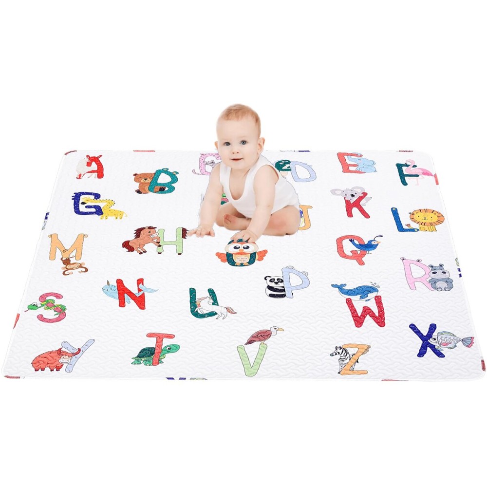 50x50 Play Mat for Playpen Foldable Baby Play Large Tummy Time Mat, Non Slip Washable Baby Play Mats for Floor, Portable Travel Crawling Mats for Toddlers and Infants