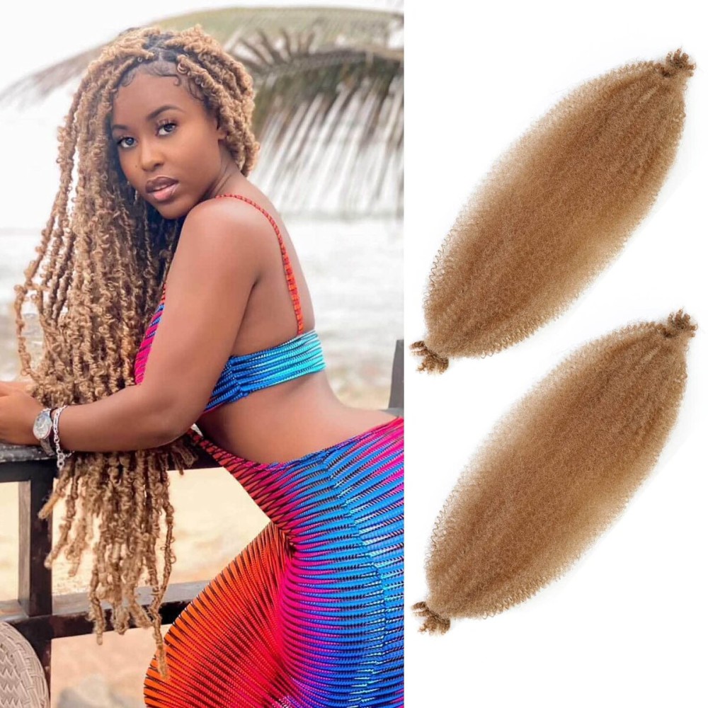 Springy Afro Twist Hair 30 Inch 2 Packs, Afro Twist Hair Pre Fluffed Spring Twist Hair Pre Separated Wrapping Hair for Soft Locs Hair Extensions (30 Inch (Pack of 2), 27)
